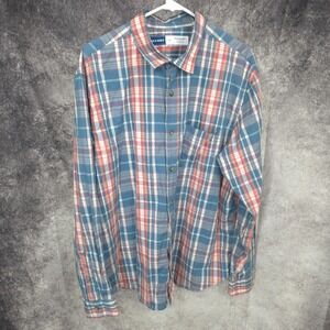 Old Navy Shirt Mens XL Plaid Button Up Regular Fit Built In Flex Business Office